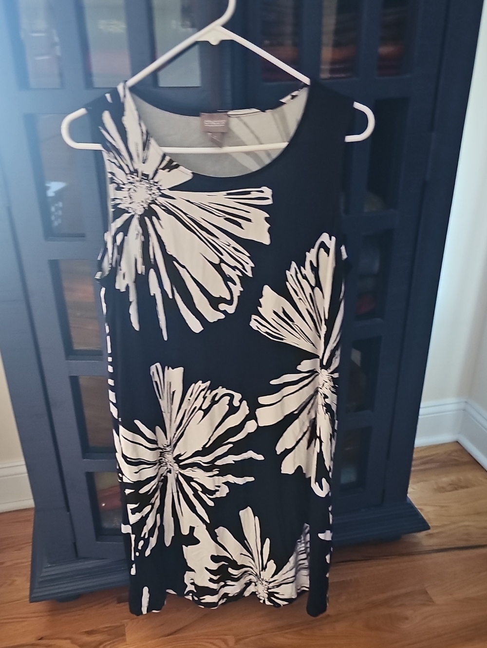 Chico's Black Dress with Cream Floral Print